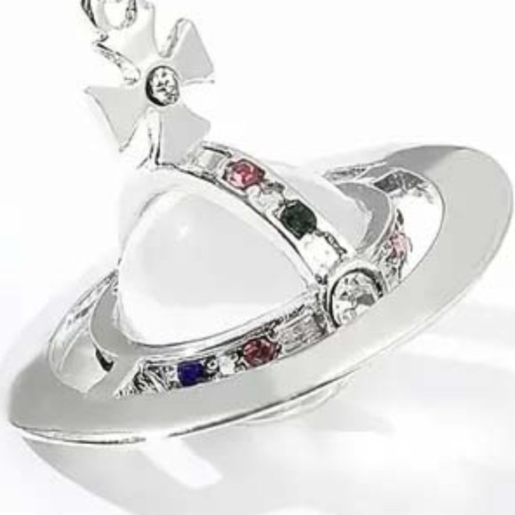 VIVIENNE WESTWOOD STYLE SATURN GLASS GLOBE MALTESE CROSS NECKLACE 49 - Picture 3 of 5